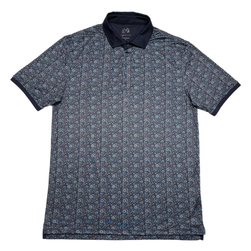 John Lennon Polo Shirt Men‎ Large Blue Performance Stretch Geometric Print